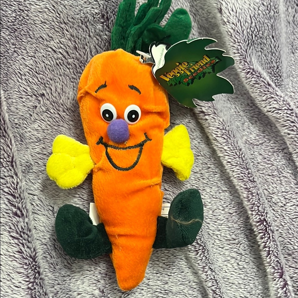 Collectible, Plush Carrot Stuffed Toy - Orange and Green